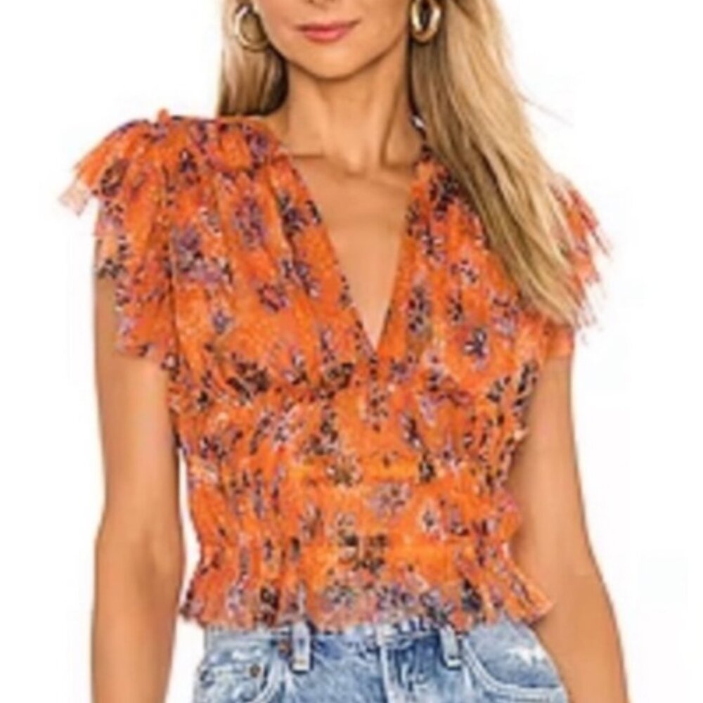 Free People Orange Crop Top